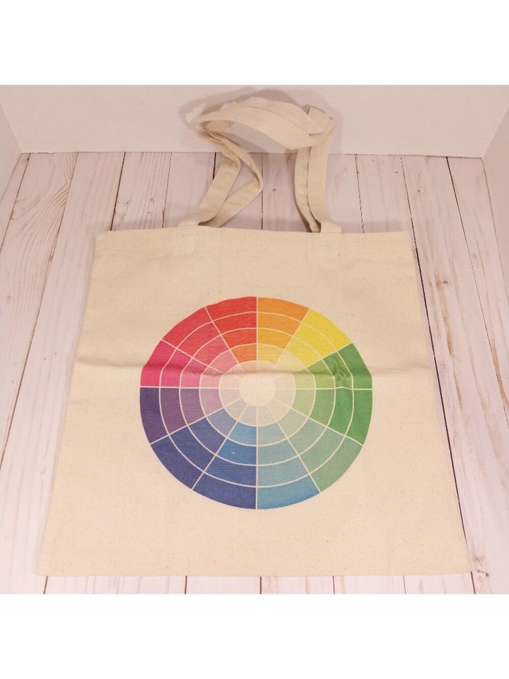 Artists Color Wheel Canvas Reusable 14" x 14" Shopping Tote Bag